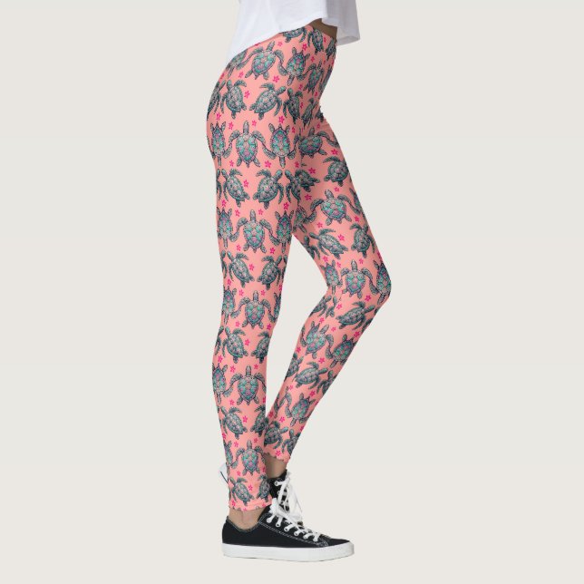 Legging Padrão de Tartaruga do Mar (Direita)