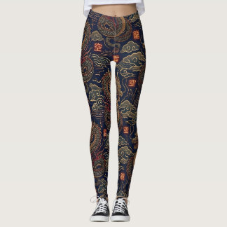 Legging Padrão de tecnologia neon de dragão japonês Cyberp