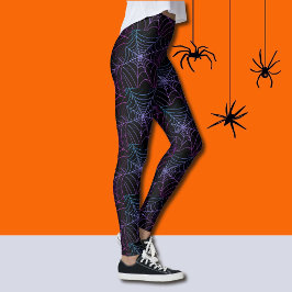 Legging Padrão de teia de aranha do Halloween feminino XS 