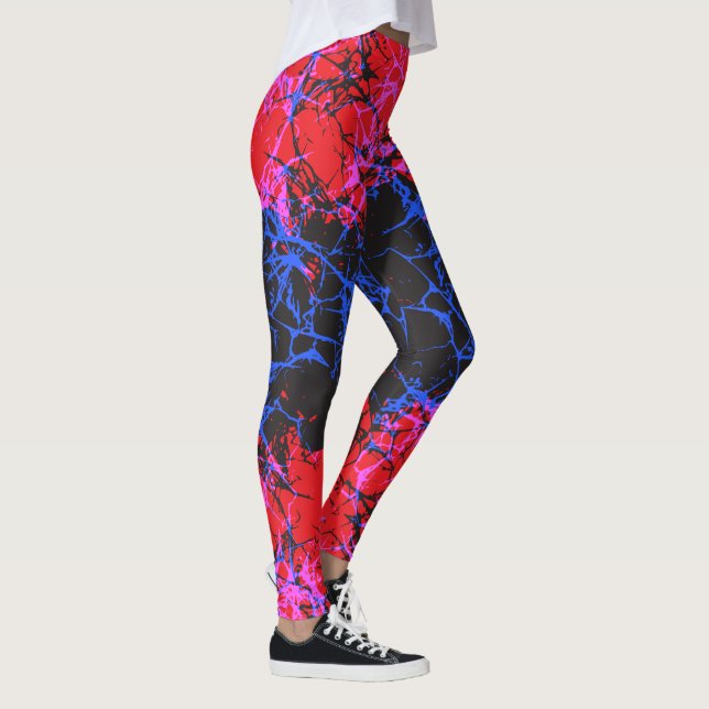 Legging Padrão de Terra Rachada em Neon Abstrato (Direita)