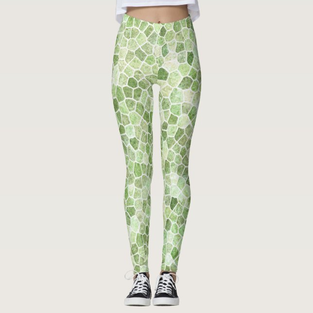 Legging Padrão de Terrazzo Remendado em Pedras Aplainadas  (Frente)