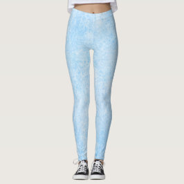 Legging Padrão de Textura de Geada Azul Gélida