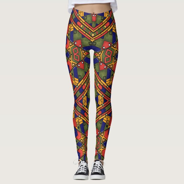 Legging Padrão de textura tradicional de etno africano sem (Frente)