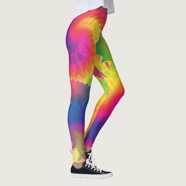 Legging Padrão de Tie Dye Arco-íris Legal (Direita)