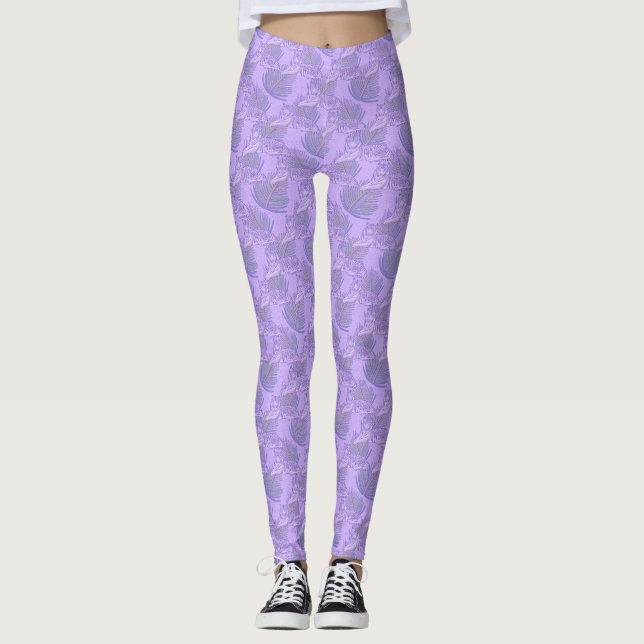 Legging Padrão de Tigre Roxo (Frente)