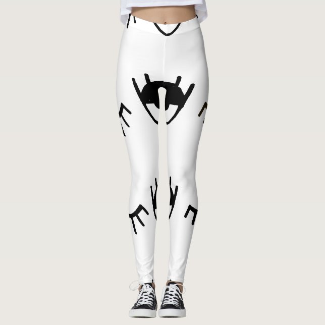 Legging Padrão de Tinta dos Olhos Pintados à Mão (Frente)