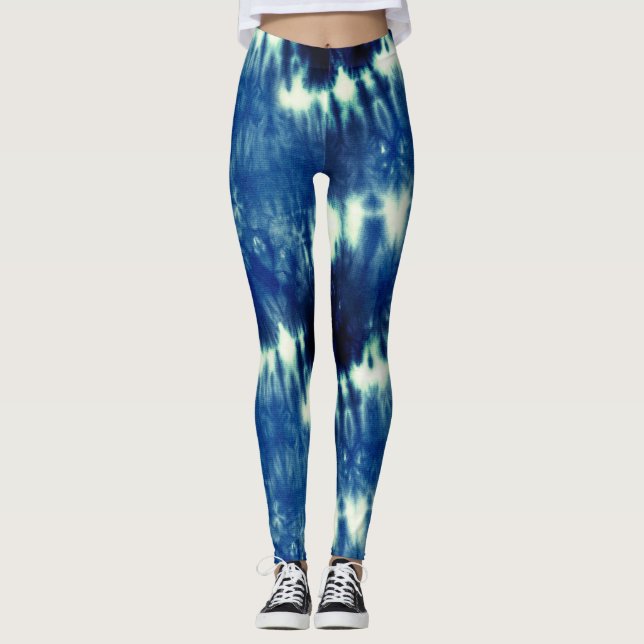 Legging Padrão de tintura azul (Frente)