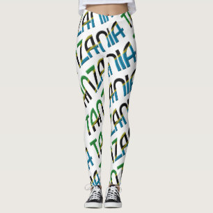 Legging Padrão de Tipografia da Bandeira da Tanzânia Afr