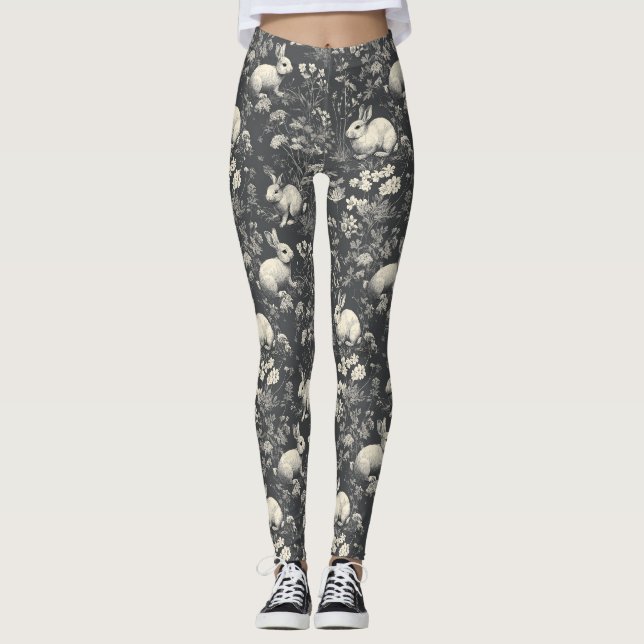 Legging Padrão de Toile de Coelho da Floresta de Madeira P (Frente)