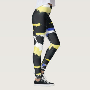 Legging Padrão de Traços de Pincel de Cores d'Água Contemp