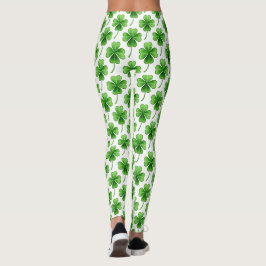 Legging Padrão de Trevo da Sorte Verde Dia de São Patrício