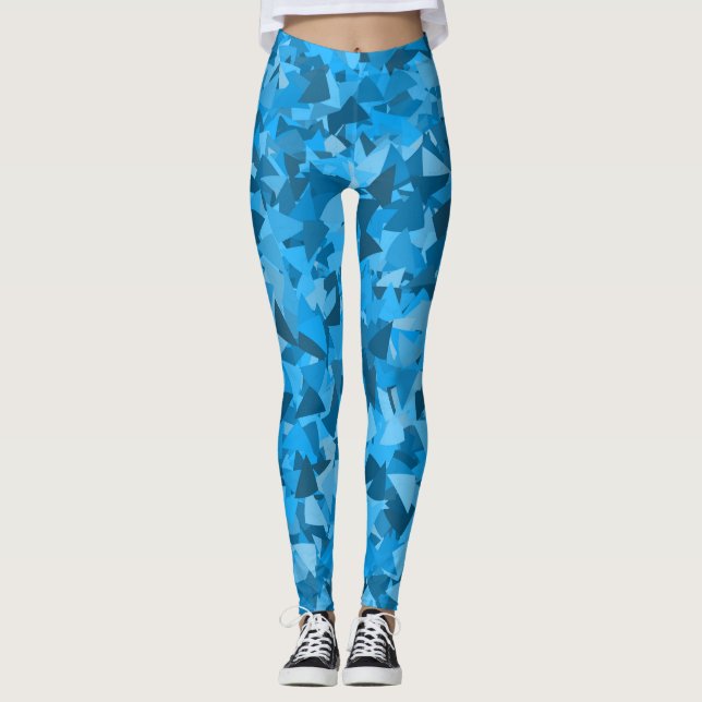 Legging Padrão de Triângulo Azul (Frente)