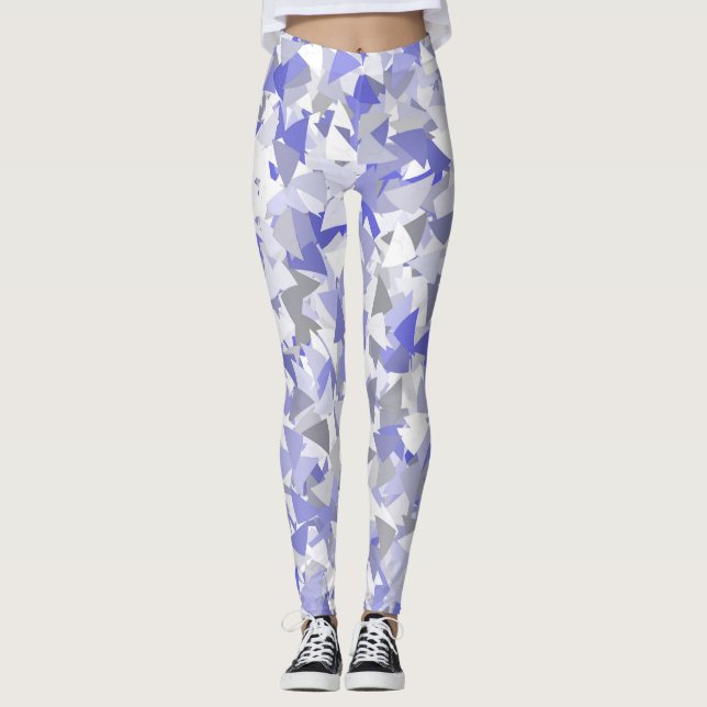 Legging Padrão de Triângulo Cinza Roxo (Frente)
