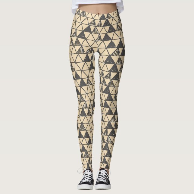 Legging Padrão de triângulo de abstrato Vintage. (Frente)