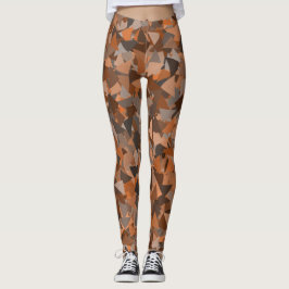 Legging Padrão de Triângulo Laranja Marrom