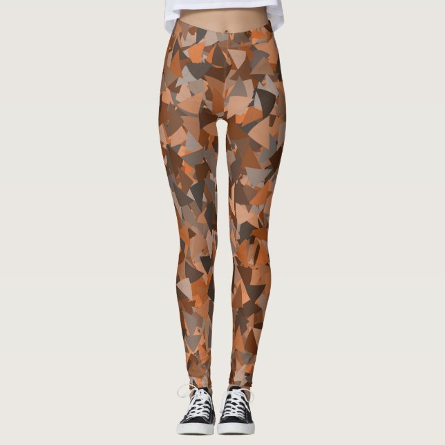 Legging Padrão de Triângulo Laranja Marrom (Frente)