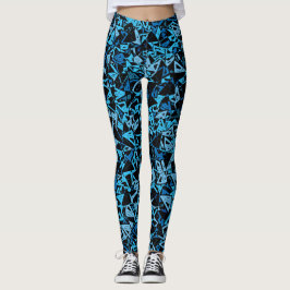 Legging Padrão de Triângulo Preto Azul