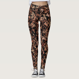 Legging Padrão de Triângulo Preto Castanho