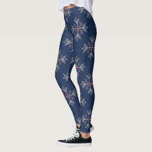 Legging Padrão de Tricô de Natal Suéter Feio Azul Marinho