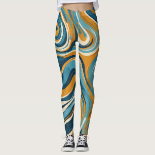 Legging Padrão De Triquete Azul De Ochre De Rocha Líquida