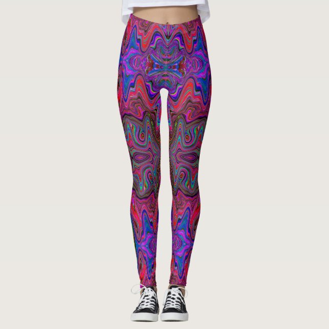 Legging Padrão de Triquete Vermelho Azul e Arco-Íris (Frente)