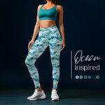 Legging Padrão de Turquesa de Aquarela das Ondas Oceanas<br><div class="desc">Padrões presentes na cor d'água turquesa azul aqua oceano/ondas marítimas leggins para mulheres! Saia!</div>