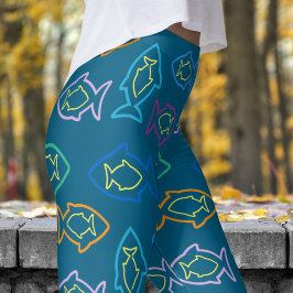 Legging Padrão de vários ventos do Oceano Azul Fabuloso e 