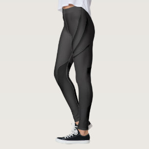 Legging Padrão de veia de folha preta