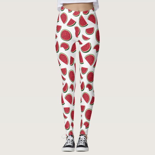 Legging Padrão de Verão de Fatias de Melancia (Frente)
