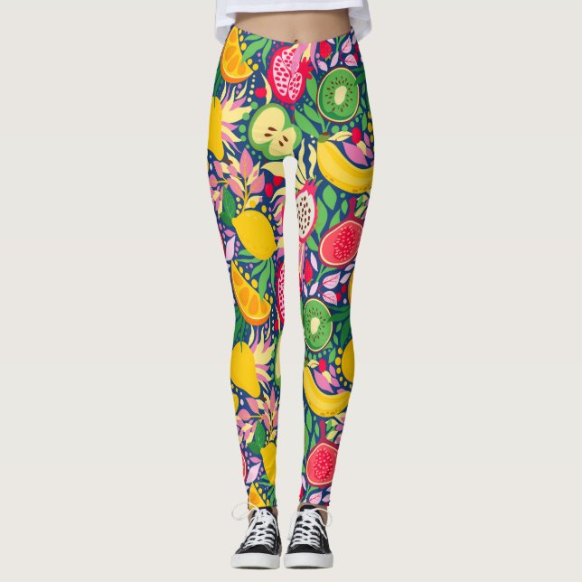 Legging Padrão de Verão de Fruta tropical (Frente)