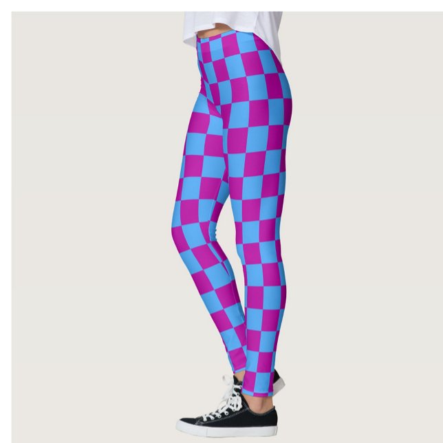 Legging Padrão de Verificação Azul Roxo Verificado (Criador carregado)