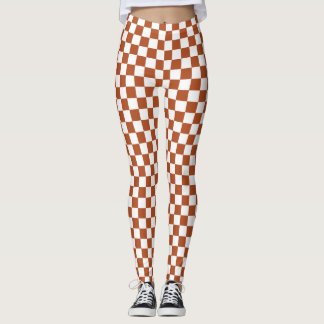 Legging Padrão de Verificação Branco Castanho