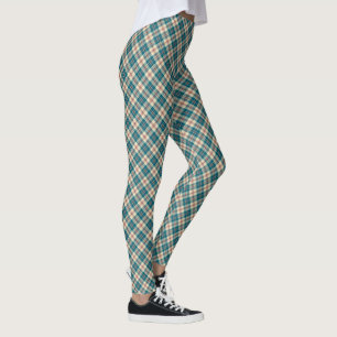 Legging Padrão de Verificação de Chic Preppy Blue, Red, Be