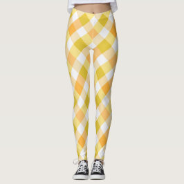 Legging Padrão de Verificação de Gingham Amarelo Sunny