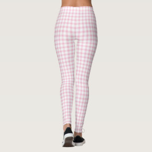Legging Padrão De Verificação De Gingham De Pastel Rosa