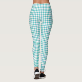 Legging Padrão de Verificação de Gingham Verde Pastel