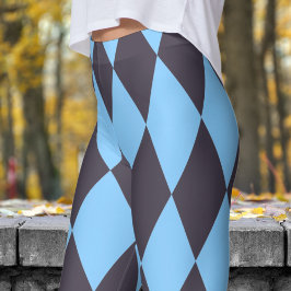 Legging Padrão de Verificação de Harlequin Preto e Azul
