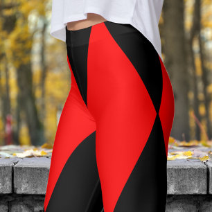 Legging Padrão de Verificação de Harlequin Vermelho e Negr