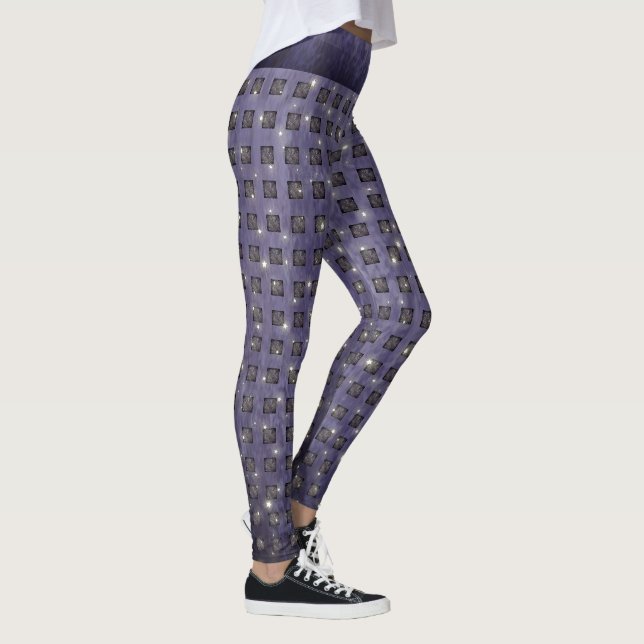 Legging Padrão de verificação roxa com estrelas (Direita)