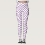 Legging Padrão de Verificação Roxo e Branco<br><div class="desc">Leggings de padrão verificadas em roxo e branco</div>