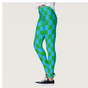 Legging Padrão de Verificação Verde Azul