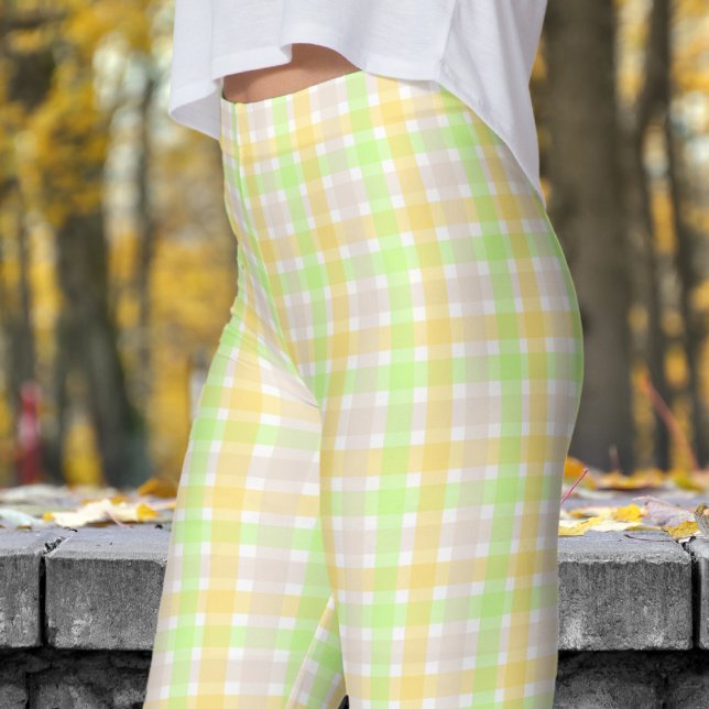 Legging Padrão de verificação verde Primavera de chip (Chic Spring Green Check Pattern Leggings)