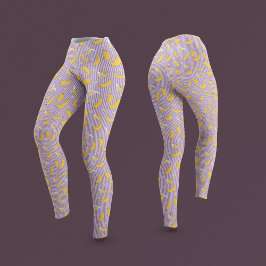 Legging Padrão de vetor de faixa de banana | Roxo