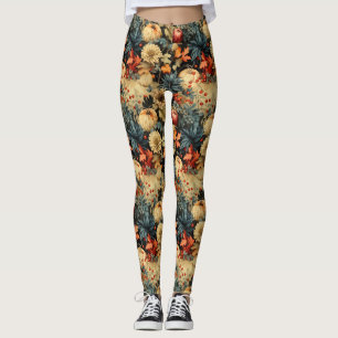 Legging Padrão de Vintage de Ação de Graças Floral (12)