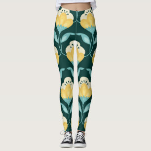Legging Padrão De Vintagem Incolor Floral Retro