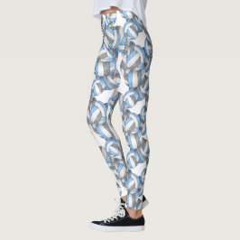 Legging Padrão de volicola de cinza azul clara