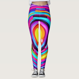 Legging Padrão de Vórtex Neon Circle