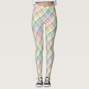 Legging Padrão de xadrez colorido do arco-íris