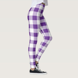 Legging Padrão de Xadrez de búfalo em roxo e branco