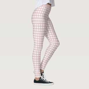 Legging Padrão de Xadrez de Sombreado Rosa Maciço Minimali